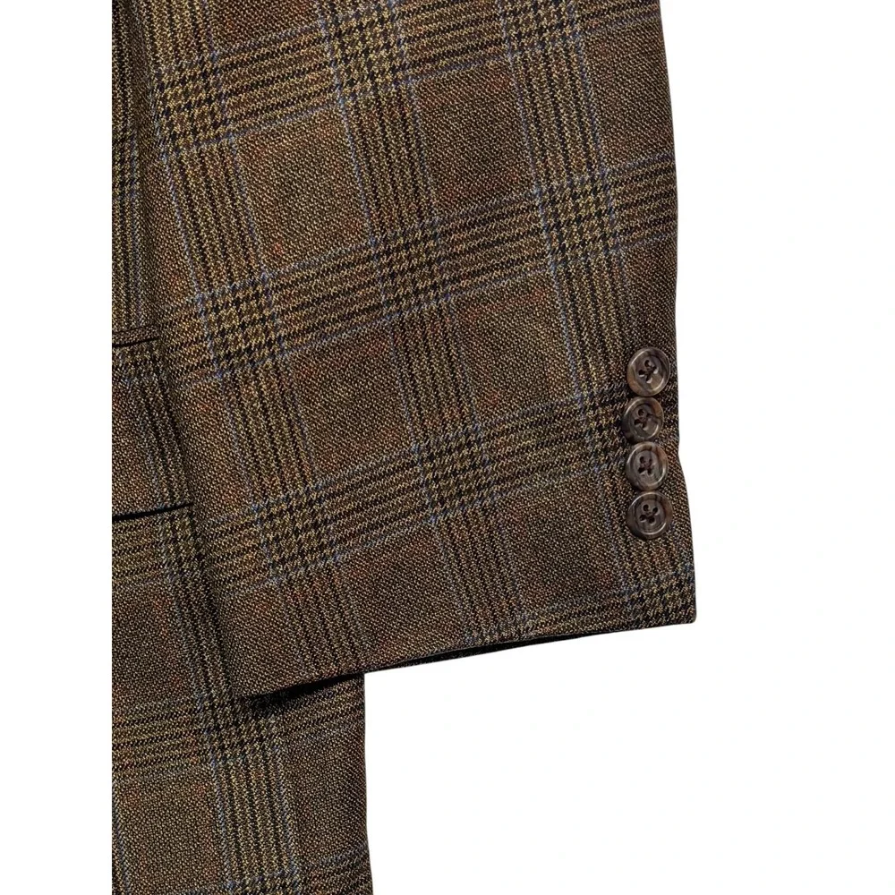 Hart Schaffner Marx 44S Brown Plaid Blazer Jacket Sport Suit Coat Wool USA